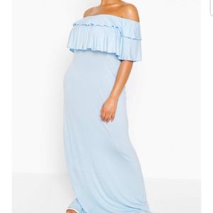 Baby Blue cotton strapless maxi boohoo 20